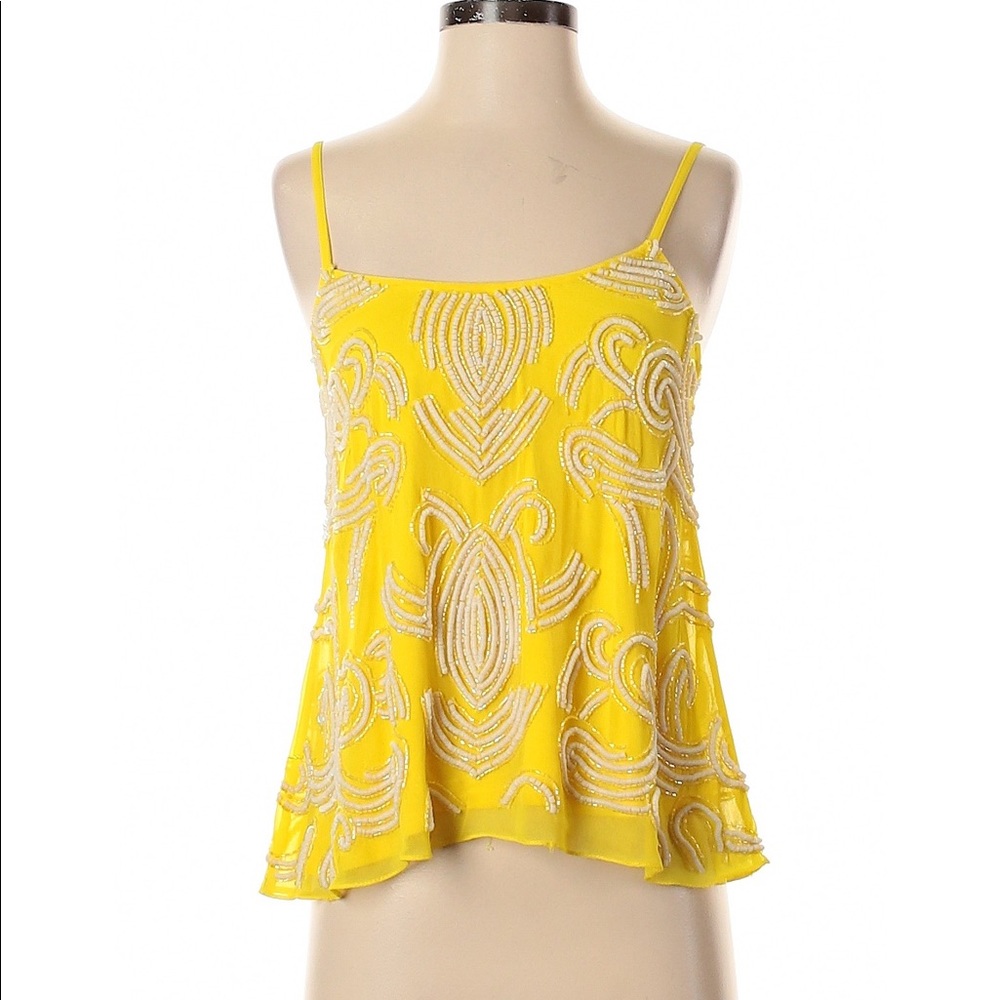 NWOT Yumi Kim Anthropologie Yellow Beaded Tank Top